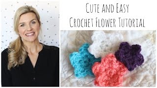 Cute Easy Crochet Flower Tutorial [upl. by Elgar468]