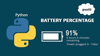 How to check battery percentage using python  psutil [upl. by Nessim]