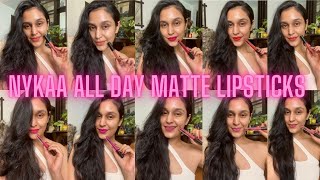 NEW Rs 349 Nykaa All Day Matte Liquid Lipstick Swatches amp Review  All 10 Shades  Chetali Chadha [upl. by Auria968]