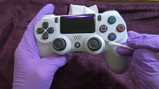 ASMR PS4 Controller CLEANING and DETAILING White  DeStress and Unwind 🎮 [upl. by Cavil70]