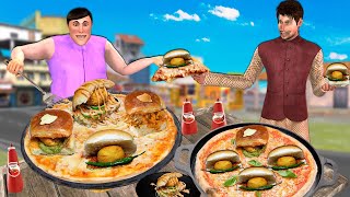 Vada Pav Pizza Wala Famous Vada Pav Pizza Street Food Hindi Kahani Moral Stories Funny Comedy Video [upl. by Eedissac]