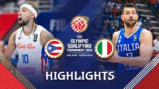 Jose Alvarado inspired Puerto Rico remain perfect vs Italy  Highlights  FIBA OQT 2024 Puerto Rico [upl. by Ekusuy700]