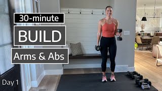 BUILD Day 1 Arms amp Abs workout with weights [upl. by Nandor795]