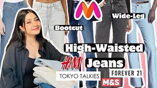 Myntra HighWaist Jeans TryOn Haul Rs 551Trendy WideLeg Bootcut amp StraightFit JeansRenigraphy [upl. by Arv]