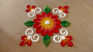 simple rangoli design🌹🌹 Beginners rangoli design Rangoli by kalai [upl. by Othello]