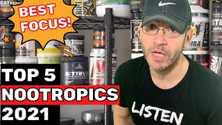 Best Nootropics 2021 🧠 TOP 5 Focus Supplements Available [upl. by Odelet]