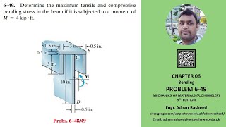 649 Determine maximum tensile and compressive bending stress  Mech of Materials Rc Hibbeler [upl. by Arihsan612]