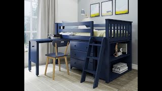 Storage Loft Bed with Desk 3 Drawers Dresser and Bookcase  Bunk Beds Canada [upl. by Farra]