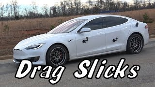 Testing Drag Slicks in the Street  Tesla P100D [upl. by Horner]