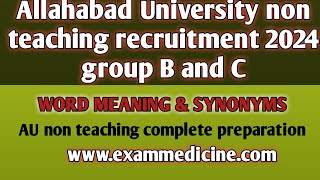 AU non teaching recruitment 2024 complete English syllabus group B amp C MTS synonyms and word meaning [upl. by Airtemak]