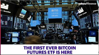 Proshares launches first bitcoin ETF BITO pushing shares higher [upl. by Way261]