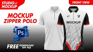 Mockup Zipper Polo Shirt  TiffPhotoshop Mockup  Free Download Mockup  Front View Mockup [upl. by Careaga137]