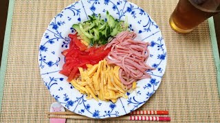 COLD NOODLES RECIPEHIYASHI CHUKA RAMEN RECIPE JAPANESE FOOD [upl. by Banebrudge]