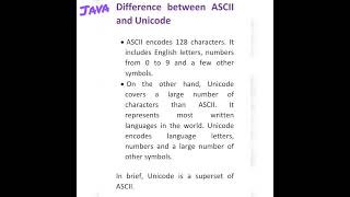 Difference between ASCII and Unicode encoding standards javasipofficial [upl. by Atazroglam]