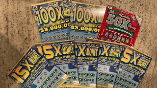 🔥 BIG WIN 🔥 scratching these 15X 50X and 100X the Money 💰 scratch off tickets 💰 [upl. by Crista7]