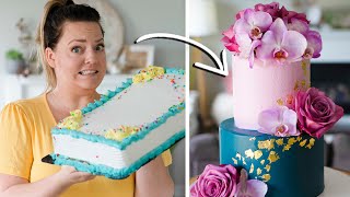 Turning a 20 Grocery Store Cake into a 500 Wedding Cake [upl. by Onig]