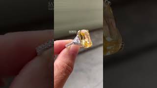 142ct CushionCut Yellow Sapphire Engagement Ring  Luxurious Gemstone Jewelry [upl. by Sabir212]