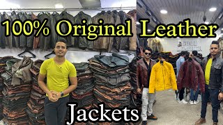 100 Original Leather Jackets  Leather Jacket In Retail amp Wholesale Jacket Wholesale Market Delhi [upl. by Enairda]