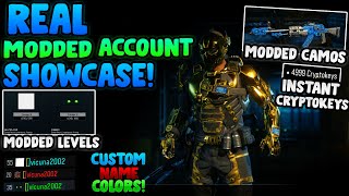 BO3 REAL MODDED ACCOUNT SHOWCASE MODDED LEVEL CLASSES INSTANT 5000 CRYPTOKEYS GAMERTAG COLORS [upl. by Filler639]