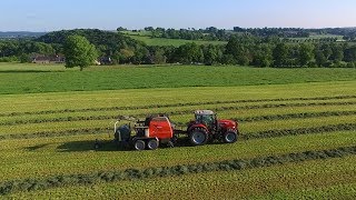 Enrubannage 2017  MasseyFerguson 7618 amp Kuhn VBP2160 GoProDJI [upl. by Ijic]