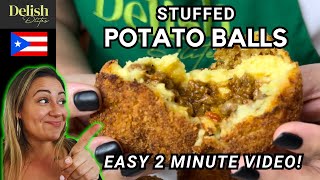 STUFFED POTATO BALLS Papas Rellenas  Puerto Rican Rellenos De Papa Recipe [upl. by Eignav130]