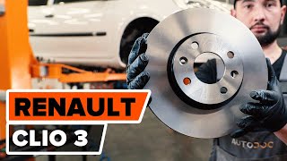 Comment remplacer des disques de frein avant sur RENAULT CLIO 3 TUTORIEL AUTODOC [upl. by Dazhahs]