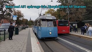 Resa med A31 spårvagn från Djurgårdsbron till Skansen [upl. by Apurk]