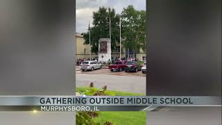 Gathering outside middle school in Murphysboro has some people voicing concerns over what was said [upl. by Einnaej]