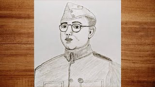 Subhash Chandra Bose Drawing  Netaji Subhash Chandra Bose sketch  How to draw Subhash Chandra Bose [upl. by Annabal90]