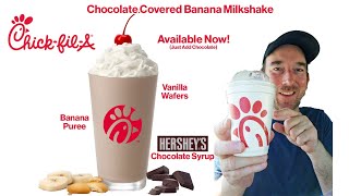 Trying the Chocolate Covered Banana Pudding Milkshake at ChickfilA fastfood foodreview icecream [upl. by Acireed]