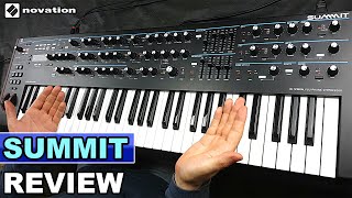 NOVATION SUMMIT  Review Sounds amp Demo  BiTimbral Hybrid Synthesizer [upl. by Nadabb]