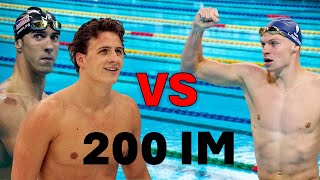 Michael Phelps amp Ryan Lochte VS Leon Marchand 200 IM  Side By Side Comparison [upl. by Urania]