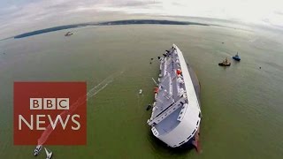 Hoegh Osaka Drone video of stranded cargo ship [upl. by Laurance722]