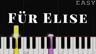 Für Elise  Beethoven  EASY Piano Tutorial [upl. by Haodnanehs]