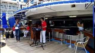 Celestyal olympia cruise ship  cuban salsa music on the deck [upl. by Yrrot814]