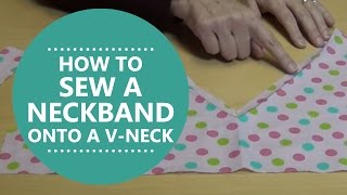 How to sew a neckband onto a Vneck with Simplicity Patterns [upl. by Zelten97]