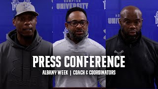 Hampton Football  Bobby Blizzard Todd McComb and Trent Boykin Press Conference  Albany [upl. by Juanne]