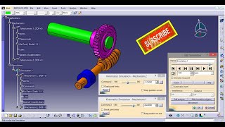 Worm and Worm Wheel Joint AssemblyCATIA DMU Kinematic Joint of Worm amp Worm Wheel [upl. by Roeser411]