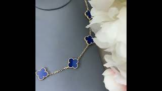 Van Cleef amp Arpels Vintage Alhambra 10 Motif Lapis Lazuli amp 18k Yellow Gold Necklace [upl. by Oberstone]