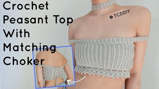 Peasant Top with Matching Choker New Audio  Tutorial DIY [upl. by Xel]