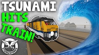 TRAIN MISSION HIT BY TSUNAMI  Stormworks Build and Rescue [upl. by Lubeck]