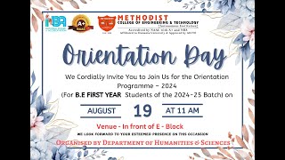 Methodist College of Eng amp Technology ll Orientation Day Programme 2024 ll LIVE [upl. by Aicilic]