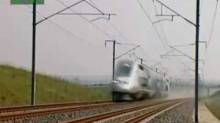 French set new rail speed record TGV 574 kmh  432007 [upl. by Jarin]