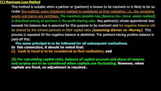 DISSOLUTION OF A PARTNERSHIP FIRMS  PIECEMEAL DISTRIBUTION  MAXIMUM LOSS METHOD  CA FOUNDATION [upl. by Ephrayim924]