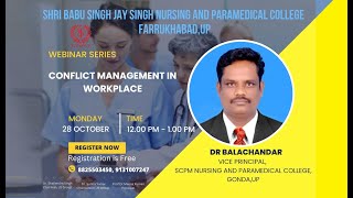 quotCONFLICT MANAGEMENT IN WORKPLACEquot BY DR BALACHANDAR [upl. by Enaej]