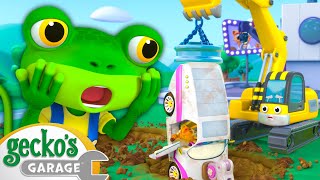 GECKOS GARAGE IS RUINED  Max the Monster Truck  Truck and Bus Cartoon  Geckos Garage [upl. by Grimonia]