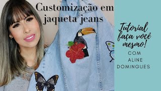 customização em jaqueta jeans utilizando a máquina de bordar Singer EM9305 com Aline Domingues [upl. by Ploss]