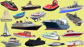 Water Vehicles  Boats amp Ships  Water Transport for kids  Battle Ship Container Ship Cruise Ship [upl. by Jaal346]