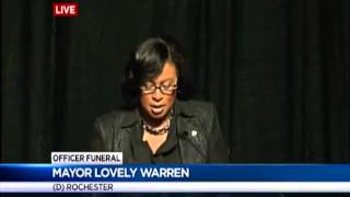 Mayor Lovely Warren speaks at Officer Piersons funeral [upl. by Inaffets]