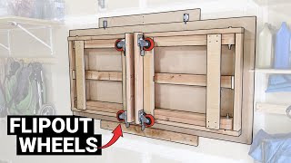 Building my 150 foldable wall mounted workbench table on wheels  Downloadable DIY plans [upl. by Levenson]